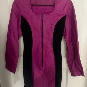 Chic Fuchsia and Black Long Sleeve Dress